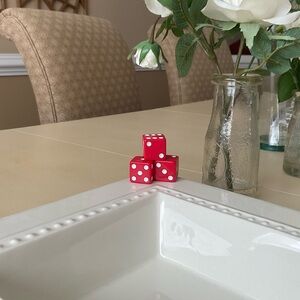 Large Stacked Game Night Dice Platter Decoration -  RED 🎲